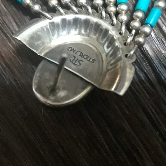 SS stunning turquoise artisan earings - Picture 3 of 3